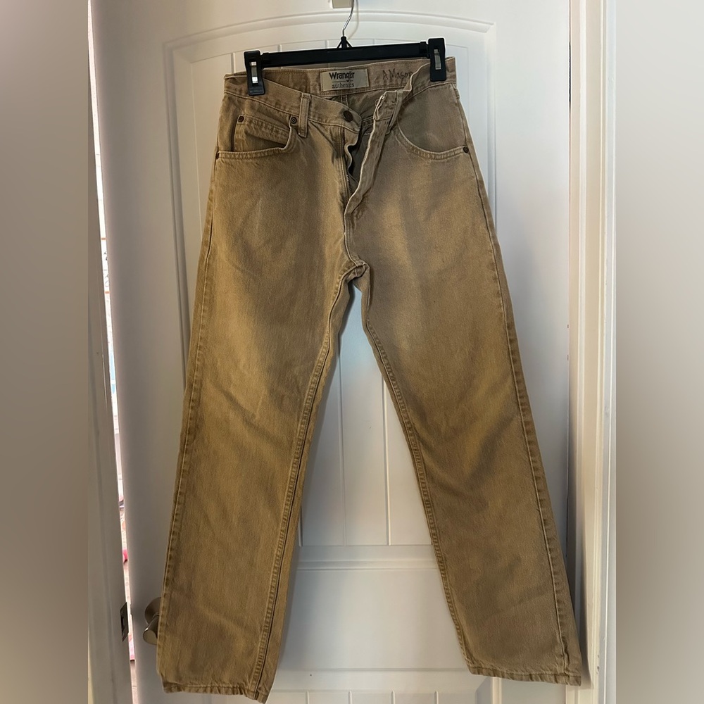 Wrangler Men's Tan Khaki Straight Jeans